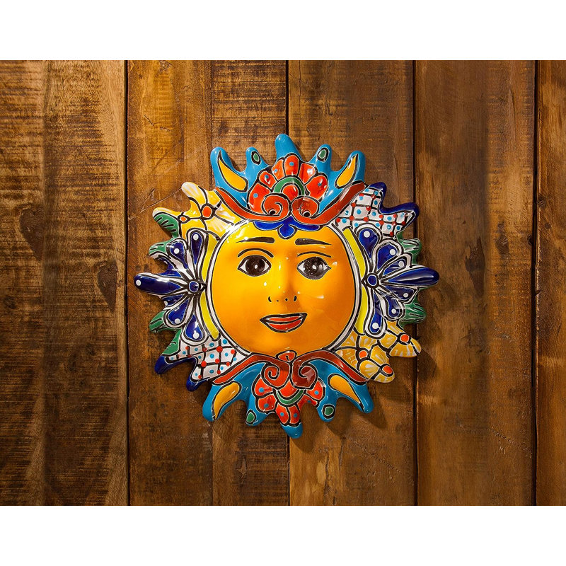 Arlmont & Co. Odbert Handmade Mexican Talavera Ceramic Sun Celestial